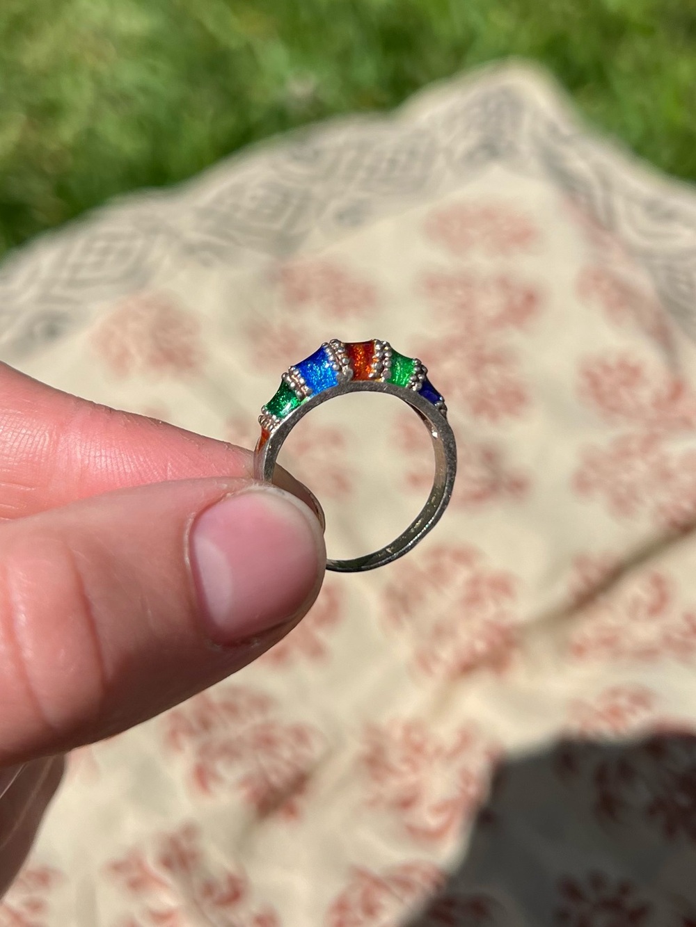 Sterling Silver Colourful Enamel Ring
